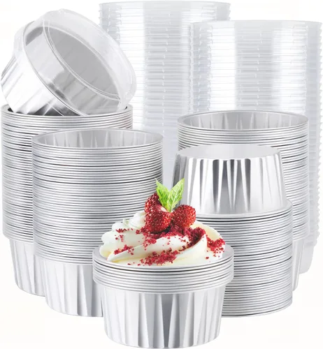 Vista 22 de EUSOAR Forros para cupcakes para hornear, 50 forros para magdalenas de 5 onzas, moldes de papel de aluminio desechables, recipientes de postre