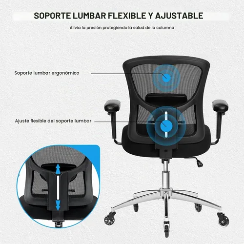 Vista 8 de Silla de oficina grande y alta de 600 libras, silla de malla ergonómica resistente, silla de escritorio ejecutiva para computadora con asiento