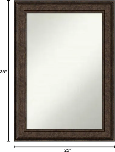 Vista 1059 de Amanti Art Espejo de pared personalizado no biselado (25 x 25 pulgadas), marco de bronce acentuado, varios tamaños personalizados, espejo de baño