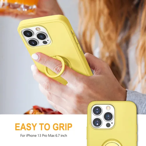 Vista 2 de Hython Funda para iPhone 13 Pro Max con soporte de anillo [soporte de anillo giratorio de 360° con soporte magnético] [forro de microfibra suave]
