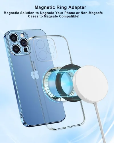 Vista 5 de Anillos adaptadores magnéticos 2 piezas compatibles con MagSafe, para Kindle Pop Socket Magnetic, para accesorios Magsafe y carga inalámbrica