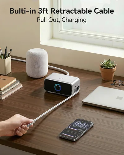 Vista 12 de MOKiN Estación de carga de escritorio, estación de carga USB C retráctil de 200 W y 6 puertos para múltiples dispositivos, accesorios de escritorio