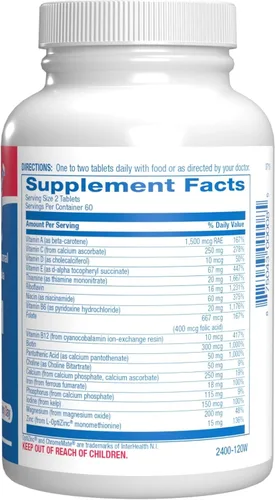 Vista 2 de Multivitamínico para adultos 30 en 1 con hierro, rico en antioxidantes de más de 50 multivitamínicos para mujeres y hombres con vitaminas A, C, D, E
