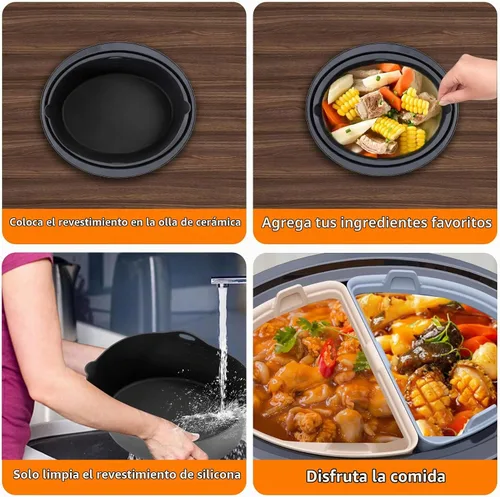 Vista 6 de Forros de Silicona Compatibles con Ollas de Cocción Lenta/Slow Cookers de 7 a 8 Cuartos, Inserto Divisor de Olla de Cocción Lenta Compatible