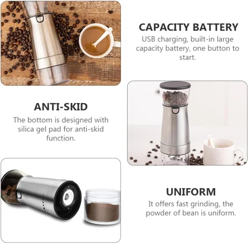 Vista 3 de USB Rechargeable Coffee Bean Grinder with Ceramic Core Stainless Steel