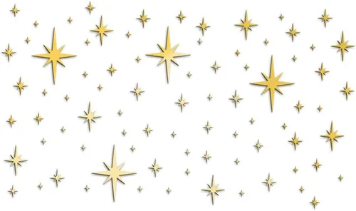 Vista 5 de 1 hoja de 82 calcomanías acrílicas de pared con diseño de estrella de espejo de estrella, color oro rosa, fáciles de pelar, autoadhesivas