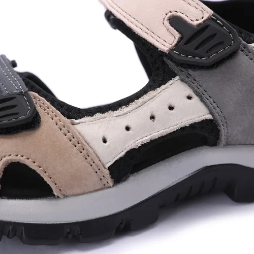 Vista 2 de Harssidanzar Sandalias de cuero para mujer, sandalias para exteriores, sandalias de senderismo, sandalias casuales para caminar, sandalias de playa