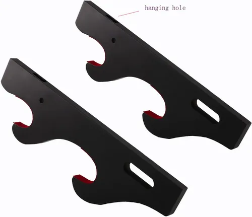 Vista 3 de Soporte de espada Katana de montaje en pared, 1 par de terciopelo acolchado ajustable gancho soporte de exhibición Samurai Sword Hanger sable de luz