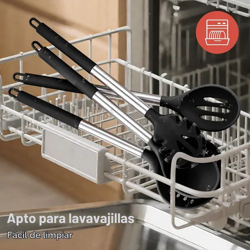 Vista 7 de Juego de utensilios de cocina de silicona, juego de 28 piezas de utensilios de cocina para cocinar, juego de espátulas resistentes al calor de 446