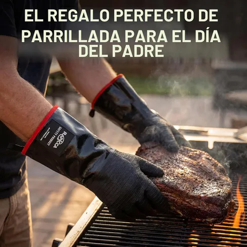 Vista 3 de RAPICCA Guantes de Barbacoa Resistentes al Calor: Resistentes al Aceite e Impermeables para Ahumar, Asar a la Parrilla, Cocinar, Barbacoa, Freír