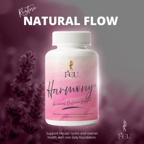 Vista 4 de FEU Harmony+ Myo & D-Chiro Inositol Suplemento para mujeres – 2000 mg de mio-inositol + 50 mg de D-Chiro inositol (proporción 40:1) con metilfolato