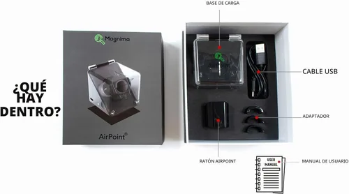 Vista 4 de Ring - Ratón inalámbrico portátil negro y presentador de gestos de aire, mini mouse Bluetooth y anillo inalámbrico 3D para jugadores