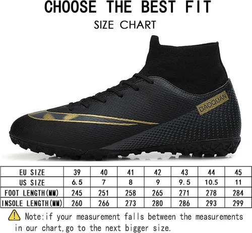 Vista 2 de Qzzsmy Tacos de fútbol para hombre y mujer, zapatos de fútbol profesionales FgAg de caña alta para interiores y exteriores, competición