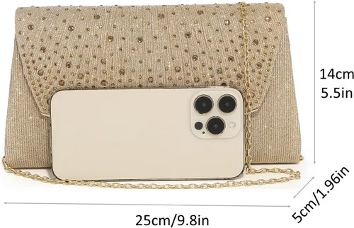 Vista 4 de Bolsos de noche para mujer, con lentejuelas con purpurina, monederos de mano para mujer, de cristal brillante, falp, formal, boda, fiesta, baile
