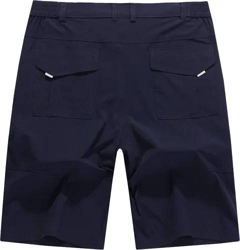 Vista 2 de Pantalones cortos elásticos de secado rápido para hombre, pantalones cortos de trabajo ligeros, 6 bolsillos para ciclismo, viajes, camping