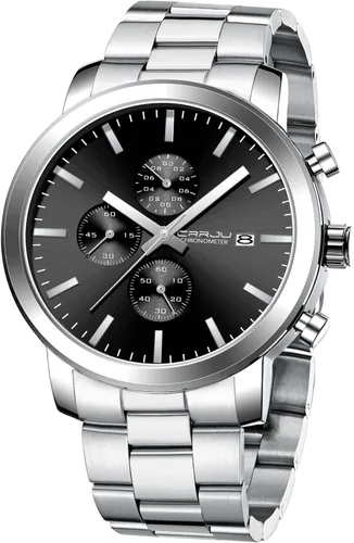 Vista 16 de CRRJU Mens Stylish Casual Quartz Watches for Men Luxury Waterproof Calendar Chronograph Japan Movement Wristwatches