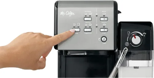 Vista 3 de Mr. Coffee Máquina de café espresso y capuchino de un solo toque en acero inoxidable negro