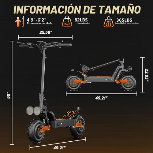 Vista 9 de Electric Scooter for Adults, 2400W & 1600W Off-Road Foldable E Scooter Dos 1600W gris oscuro
