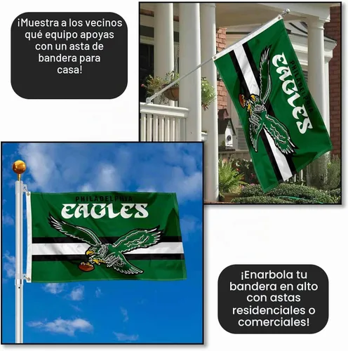 Vista 3 de Bandera retro retro de 3 x 5 de los Philadelphia Eagles Throwback