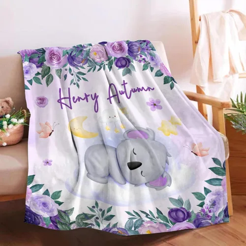 Vista 34 de Manta de bebé personalizada para niñas y niños pequeños, recién nacidos, regalos personalizados de vaca floral con nombre y texto, 40 x 30 pulgadas
