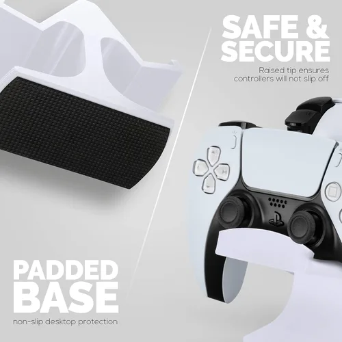 Vista 4 de BRAINWAVZ Dual Game Controller Desktop Holder Stand - Universal Design for Xbox ONE, PS5, PS4, PC, Steelseries, Steam & More, Reduce Clutter UGDS-03