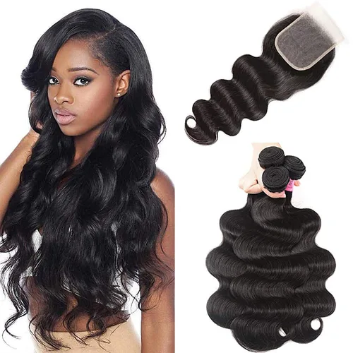 Vista 17 de Unice - Cabello ondulado brasileño 8A, cabello virgen, 3 unidades, extensiones tejidas de 100 % cabello humano, color natural, 3.3 a 3.5 onzas