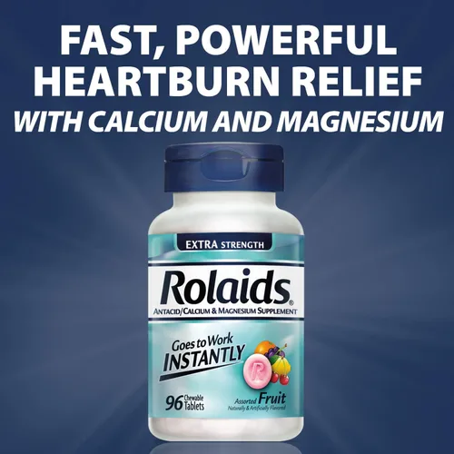 Vista 3 de Rolaids Tabletas masticables antiácidas extra fuertes, frutas surtidas, 96 unidades Assorted Fruit