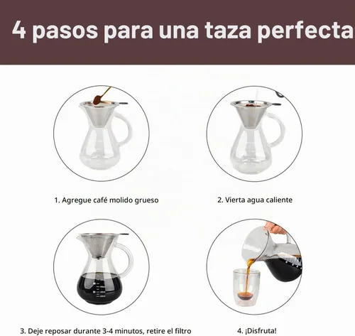 Vista 6 de T-mark - Cafetera de vidrio sin BPA, 400 ml/14 oz