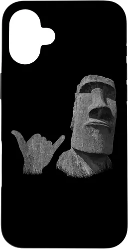 Vista 23 de Funny Easter Island Rapa NUI Moai Statue Surfer Shaka Sign Case for iPhone 16