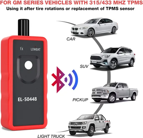 Vista 5 de KINGBOLEN EL-50448 Sensor Automático de Presión de Neumáticos 315/433 MHz, Herramienta de Activación de Reset/Relearn TPMS Compatible con Vehículos