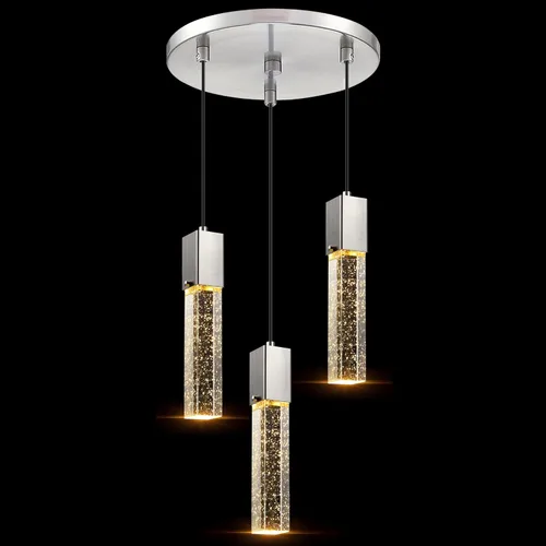 Vista 8 de 2 Pack Integrated Hanging Crystal Kitchen Island Modern Concise Pendant Ceiling Light Fixture,Black Finish for Kitchen Island Dining Room Bedroom