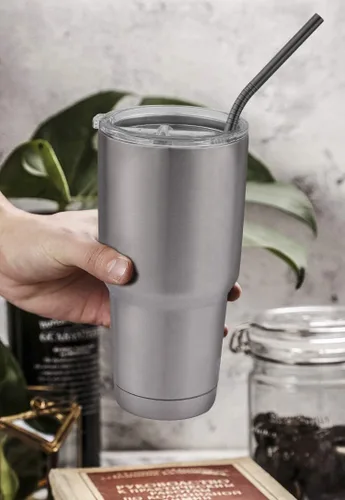 Vista 4 de Hiware Paquete de 12 pajitas de acero inoxidable negras reutilizables con estuche, pajitas de metal para vasos de 30 y 20 onzas, aptas