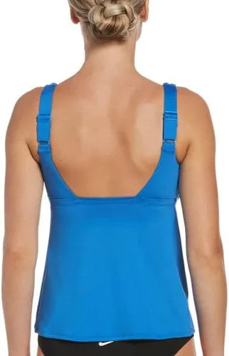 Vista 3 de Nike Essentials - Tankini de cuello redondo para mujer (talla M, azul pacífico), Pacific Blue