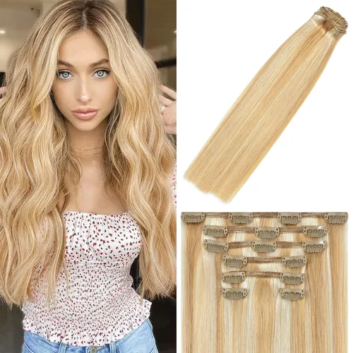 Vista 24 de WindTouch - Extensiones de cabello humano liso con pinzas, color negro azabache, 2.47 onzas, N.° 1, 12 pulgadas, 7