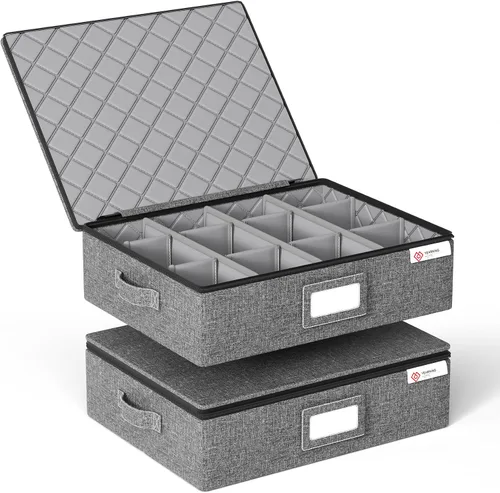 Vista 9 de YearningHome Caja de almacenamiento de cubiertos, organizador de cubiertos de carcasa dura con tapa y cremallera, almacenamiento de utensilios