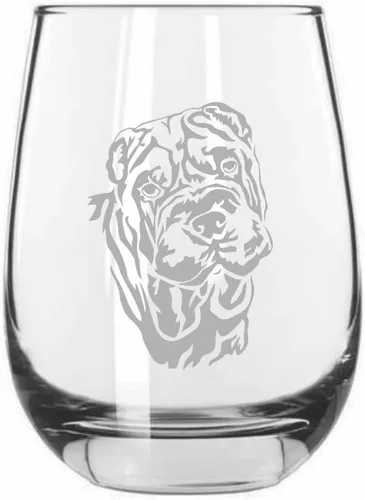 Vista 458 de Shar Pei (chino) - Vaso de vino sin tallo grabado para perro, 15.25 onzas