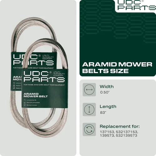 Vista 2 de UDC Parts 137153 Correa de transmisión para Craftsman 532137153 Husqvarna GT2254 GT190 GT200 AYP CT2050B CT2050C AYP8188A79 Poulan PP1846 PBGT2254