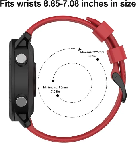 Vista 6 de ISABAKE Correa de reloj para Garmin Forerunner 955/945/745, correa de repuesto de silicona de 0.866 in para pulseras Fenix 5/6/Approach S60 Rojo