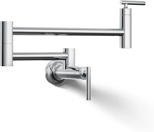 Vista 14 de KOHLER 35744-BL - Grifos de cocina de llenado de ollas de montaje en pared estilo tradicional, color negro mate
