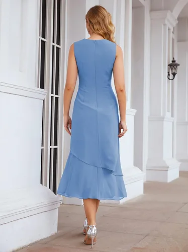 Vista 3 de Vestidos de noche formales de gasa para madre de la novia con chaqueta, vestido de madre del novio, talla grande