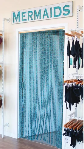 Vista 8 de BeadedString - Cortina con cuentas de madera natural y bambú, 77 pulgadas de alto (azul, 35.5 pulgadas de ancho)