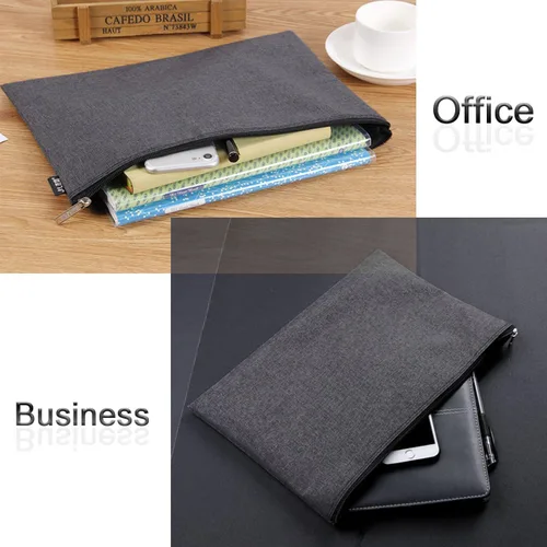 Vista 4 de Paquete de 5 bolsas de herramientas de lona con cremallera, 13 x 9.5 pulgadas, 16 onzas, resistente, impermeable, multiusos, para organizar