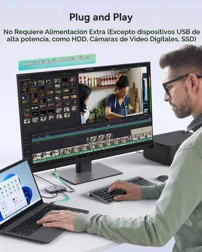 Vista 6 de Interruptor USB, ABLEWE Conmutador USB 3.0 de Aluminio 2 Computadoras Compartiendo 4 Dispositivos USB para Impresora PC Escáner Ratón Teclado con 2
