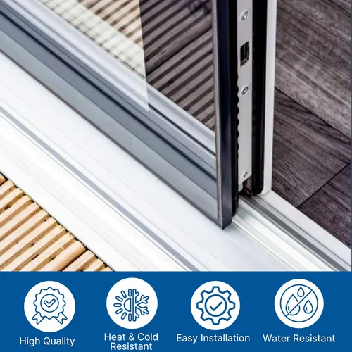 Vista 6 de KC Hardware - Paquete de 2 rieles de repuesto para puerta corrediza de doble riel de vinilo blanco de 60 pulgadas, moderno, para puerta de patio