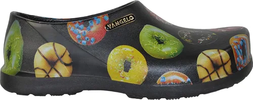 Vista 5 de VANGELO Zuecos profesionales antideslizantes para mujer, zapatos de trabajo, zapatos de enfermera, zapatos de chef, negro, blanco, lima, multicolor