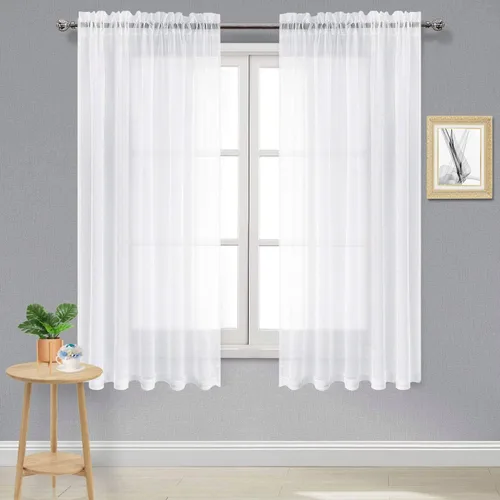 Vista 143 de DWCN Cortinas Transparentes Aqua de Voile Semitransparente con Bolsillo para Barra para Dormitorio y Sala de Estar, 36 x 36 pulgadas de Largo, Juego