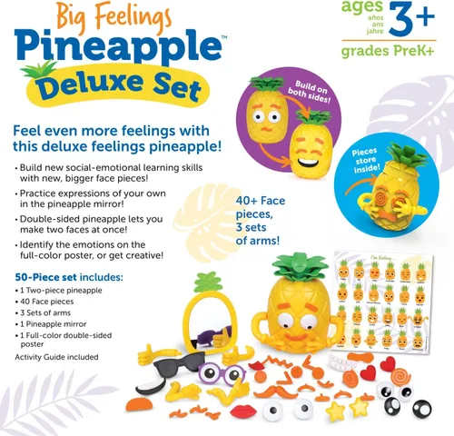 Vista 4 de Learning Resources Big Feelings Pineapple Deluxe Set - Juguetes de motricidad fina, herramientas de regulación de habilidades socioemocionales
