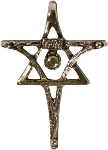 Vista 11 de Inri Colgante Cruz Cristiana Mesiánica y Estrella de David Aleación de oro.