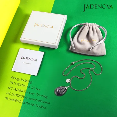 Vista 7 de JADENOVA Collar de cristal curativo para mujer, colgante de árbol de la familia, árbol genealógico, joyería envuelta en alambre, colgante de lágrima