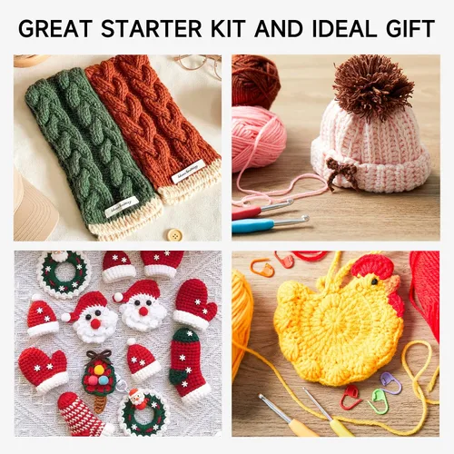 Vista 5 de Kit de Ganchillo INSCRAFT para Principiantes Adultos Niños - Gran Kit de Inicio de Tejido para Artesanía Colorida para Profesionales, Haz Proyectos